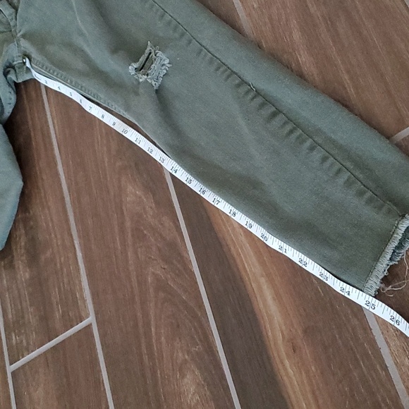 RSQ Distressed Olive Green Baja Ankle Raw Hem 7 - Picture 7 of 9